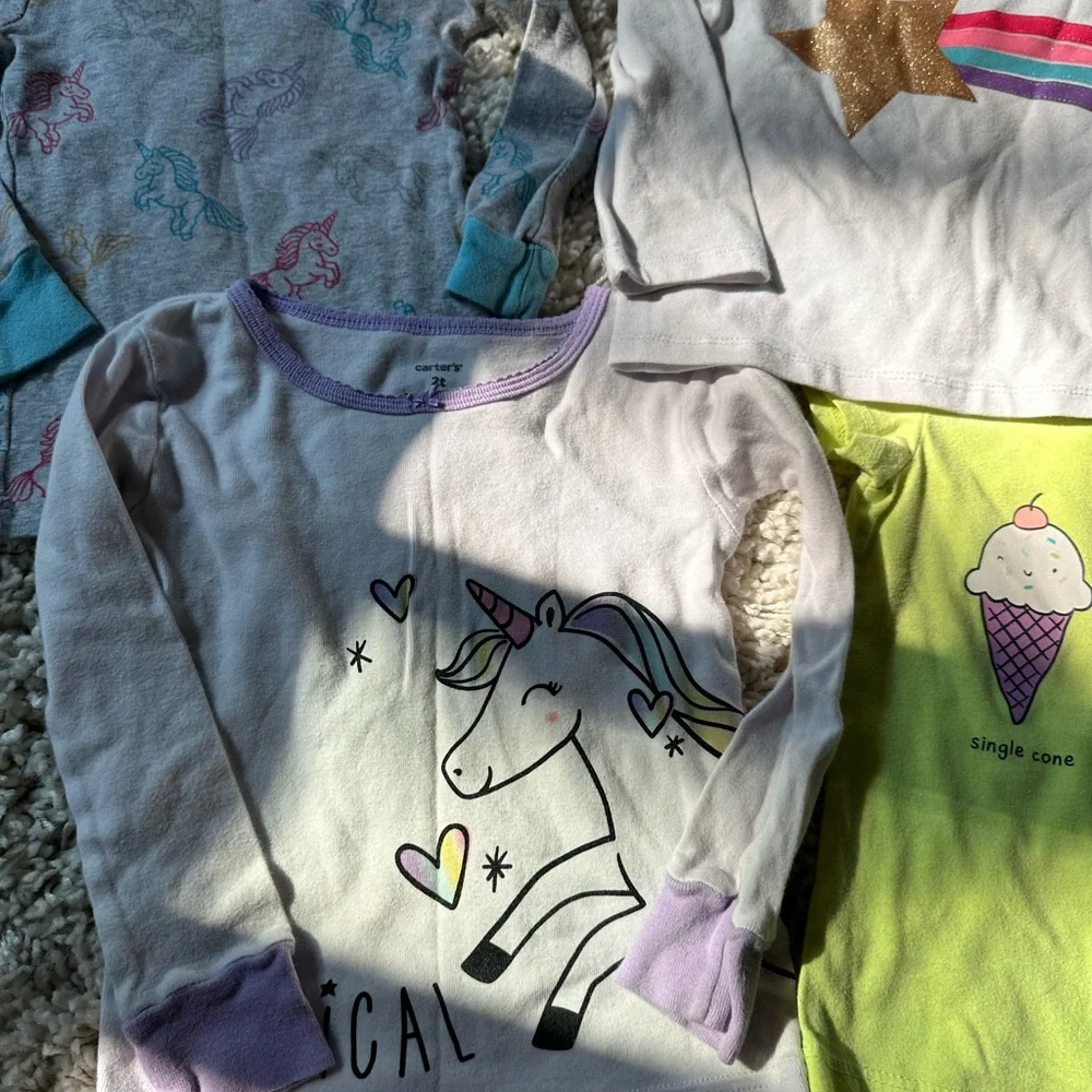 2T little girls unicorn theme bundle set of girl toddler tops and shirts